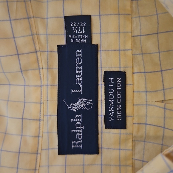 Polo by Ralph Lauren Yellow Checkered Yarmouth Button Down Men's Shirt - Picture 3 of 4